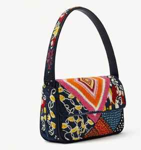 Bolso de Hombro Cuadrado de Media Luna con Cuentas Acrílicas Hechas a Mano, Colorido, Clásico y Moderno para Mujer, Estilo Bohemio Étnico de Diseñador - Product Image 3