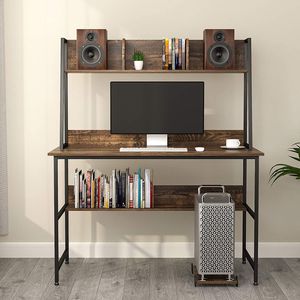 Scrivania Moderna Mecor da 47 Pollici con Scaffali, Robusta Scrivania in Legno con Libreria per Ufficio Domestico - Product Image 2