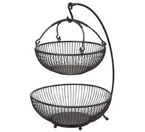 New Two-Tier Vintage Fruit <b>Basket</b> Stand Metal <b>Wire</b> Kitchen Countertop Tableware Holder Customized Size Shape <b>Storage</b> <b>Baskets</b> - Product Image 3