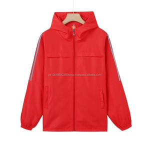 Trenchs de sport pour hommes à bande réfléchissante vestes de sport imperméables au vent à manches longues logo d'impression fixe - Product Image 3