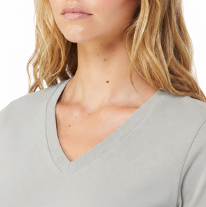 Camisetas de Verano al por Mayor 100% Algodón, Cuello en V, Lisas, para Mujer, Corte Ajustado, Estilo Urbano, con Decoración de Logotipo Personalizado - Product Image 5