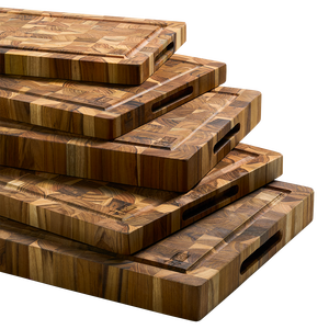 Juego de 3 tablas de cortar de madera de teca Ha Le, tabla de picar tipo parquet, tabla de preparación para cocina - Product Image 1