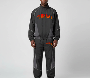 Yourbrand Men's Polyester Track Suit <b>Set</b> Casual Autumn Stand Collar Heat Transfer Printed Letter Pattern Gray Black - Product Image 4