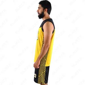 ชุดเสื้อบาสเก็ตบอล Blaze Sportswear แบบ unisex แขนกุด คอวี หมายเลข 23 สีเหลืองดำ พิมพ์ลายแบบ Sublimation ระบายเหงื่อได้ดี ทรงหลวม ด้านหน้า 100% - Product Image 4