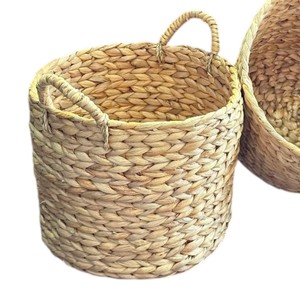 Panier en jacinthe d'eau tressé naturel, multifonctionnel, fait main, organisateur de rangement, panier classique en jonc de mer - Product Image 3