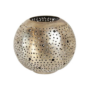 Holiday Christmas Theme Silver Votive Metal <b>Candle</b> Holder Jar <b>Ball</b> Shaped Tableware Accent Tealight <b>Candle</b> Jar & Vessel For Home - Product Image 1