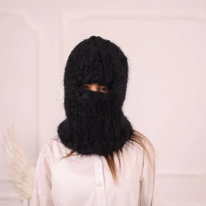 Masque facial en coton douillet, cagoule tricotée moelleuse et chaude pour la protection contre le froid, style Y2K sportif et vieilli - Product Image 5
