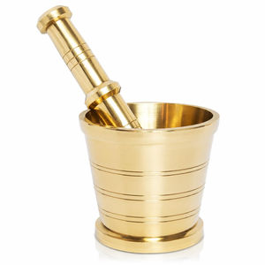 Mortier et pilon en laiton Khalbatta Okhli Musal Imam Dasta Hamam Dasta Kharal, broyeur d'épices indien, écraseur d'herbes, décoratif pour la cuisine - Product Image 1