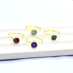 Amethyst Rough Stone <b>Ring</b> – Gold Plated <b>Adjustable</b> <b>Ring</b>, February Birthstone Dainty Jewelry Gift - Product Image 5