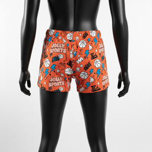 Shorts de mujer de algodón y poliéster elástico premium, color naranja, tela suave y transpirable, con logo personalizado. - Product Image 2