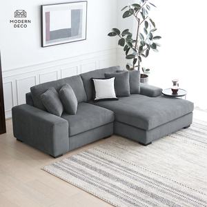 Sofa sudut korduroi mewah, Set Sofa Modular mudah dirakit 1P + - Product Image 3