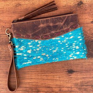 Bolsa de borla con cremallera de cuero de vaca para mujer, pelo de alta calidad en cuero genuino metálico, tarjetero, carteras de viaje - Product Image 2