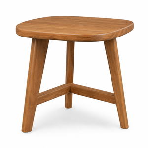 Mesa de Comedor Moderna Escandinava de Madera de Teca Sólida, Cuadrada y Redondeada, con Base Escultural de Tres Patas para Villa - Product Image 2