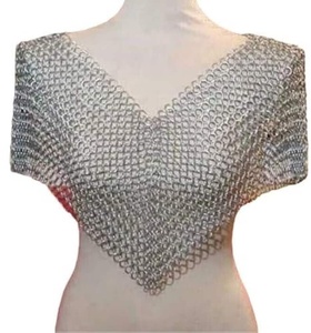 Silver Plated Stainless Steel Chainmail Fashion Armour <b>Top</b> Irregular Welded Design - Product Image 2