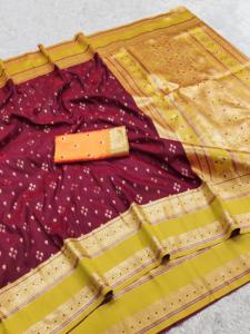 Indian Traditional Ethnic Banarasi Silk <b>Saree</b> with Zari Weaving Work for Wedding Occasion and Festive Function for Women Outfit - Product Image 4