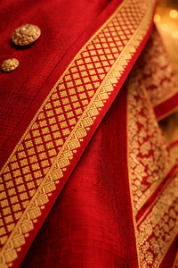 Cinta de Jacquard Zari Roja de Poliéster 100% de Una Cara de 100 mm de Primera Calidad para Borde de Saree, Adorno Tejido de Diseño Étnico - Product Image 4