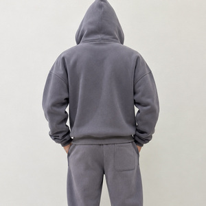 Gray 2 Piece Tracksuit Set Unisex Hooded Zip Up Hoodie Loose Wide Leg <b>Sweatpants</b> Letter Print High Street Outfit - Product Image 6