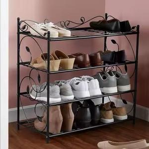 BLACK Metal Shoe Rack Organizer Minimalist Storage <b>Bench</b> Style Stand for Sneakers Slippers Entryway Home Footwear Holder - Product Image 4