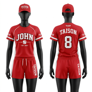 Uniforme de dodgeball en maille polyester 180 GSM respirant rouge et blanc, ensemble personnalisé avec logo sublimé - Product Image 1