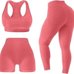 Ensemble de yoga sans couture léger d'été pour femme : crop top à manches courtes et short élastique – Fabricant de tenues de sport et de yoga pour filles - Product Image 1