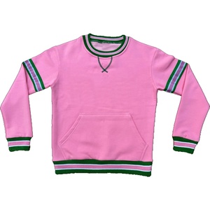 Sudadera de Mujer Sorority Alpha con Bloques de Color, Cuello Redondo, Manga Larga, Tejido de Algodón, Negro, Rosa, Verde, con Bolsillo, para Otoño - Product Image 6