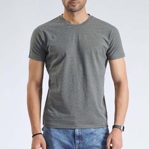 T-shirt gris minimaliste surdimensionné à col rond, manches courtes, coupe décontractée, style streetwear, personnalisable avec logo OEM - Product Image 1