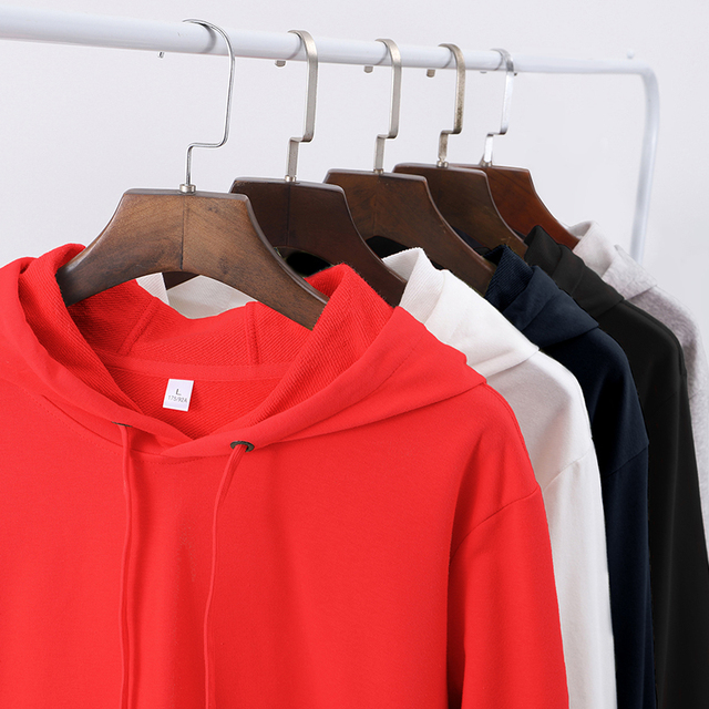 Autumn Winter New Unisex Fashion Casual Hooded Sweater Sports Jogging Solid Color Regular Fit Pullover ODM Plain Dyed
