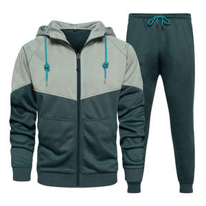 Chándal con Capucha para Hombre, Sudadera con Cremallera de Manga Larga, Diseño Color Block, Estilo Deportivo Casual para Otoño, con Bolsillos Laterales - Product Image 3
