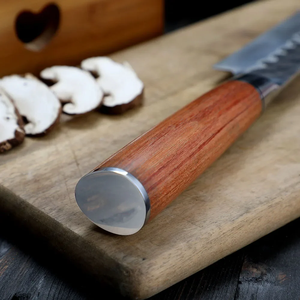 Couteau Santoku forgé à la main, lame de 8 pouces, acier à haute teneur en carbone, couteau de cuisine japonais ultra-affûté pour couper la viande et les légumes - Product Image 3
