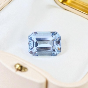 Pierre précieuse naturelle Aquamarine bleue Santa Maria, taille octogonale, certifiée par un tiers, taille ajustable, qualité supérieure pour bague - Product Image 4