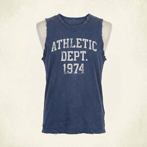 เสื้อกล้ามออกกำลังกายผู้ชายสไตล์วินเทจแบบย้อมสีซีดขาดๆ ขอบดิบ ไม่มีแขน สตรีทแวร์ ผ้าฝ้าย 100% แห้งเร็ว รับผลิตตามแบบ OEM - Product Image 4