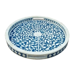 Bandeja de consola con incrustaciones de hueso artesanal de primera calidad, bandeja decorativa hecha a mano exquisita - Product Image 1
