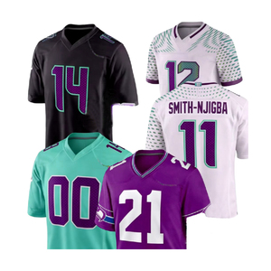 เสื้อเจอร์ซีย์อเมริกันฟุตบอลผู้ชายแบบใหม่ขายส่ง ไซส์ใหญ่ ปักลายปักชื่อทีมได้ตามสั่ง แขนสั้น ผ้า 100% - Product Image 4