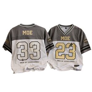 Maillot de football américain gris et blanc, col en V, avec impression de numéro métallique, uniforme d'équipe sportive, fabricant OEM en gros - Product Image 1