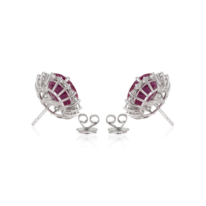 Productos Exclusivos Más Vendidos 18.91ct. Pendientes de tuerca con racimo de rubíes y diamantes, joyería nupcial llamativa, oro blanco real de 14 quilates - Product Image 6