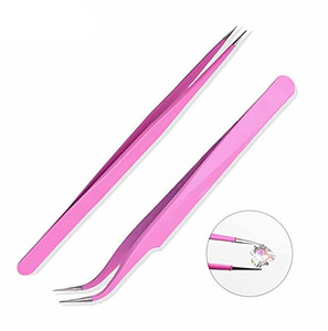<b>Professional</b> Pink Anti-static Stainless Steel Eyelash Tweezers For Eye Lashes Extension <b>Makeup</b> Straight Tweezers - Product Image 4