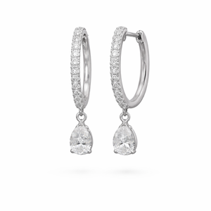 ต่างหูเพชรทรงหยดน้ำ 14K ทองคำแท้ เพชรเพาะเลี้ยง 0.68 กะรัต รูปทรงกลมและหยดน้ำ สี DEF ความสะอาดระดับ VS VVS เครื่องประดับเพชร - Product Image 2