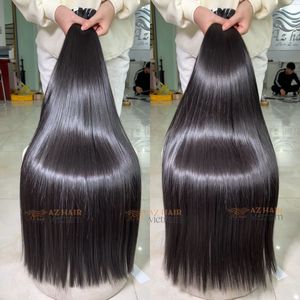 ผมต่อเวียดนามคุณภาพดีที่สุด 100% สีดำ หนาพิเศษ เย็บด้วยเครื่องจักรสองชั้น ผมแท้แบบเป็นมัด ความยาวเต็ม - Product Image 2