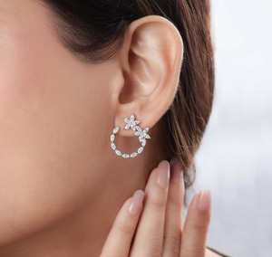 Pendientes de Diamantes con Corte Marquesa en Forma de Flor, Joyería de Lujo para Bodas de Mujer - Product Image 5