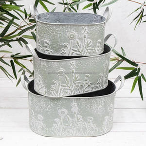 Macetas y jardineras galvanizadas para decoración de jardín Maceta de plantas de metal Macetas y jardineras galvanizadas - Product Image 1