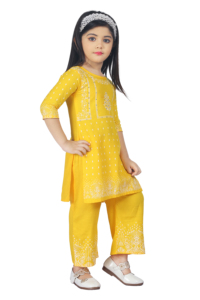Ensemble Kurti et Palazzo ethnique pour filles au design unique, tenue traditionnelle élégante pour mariage, festival, fête et occasions spéciales pour Sal - Product Image 4