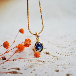 Pendentif délicat en Tanzanite, argent sterling 925 plaqué or 14 carats, taille ovale, pierre de naissance de décembre, cadeau bijou - Product Image 2