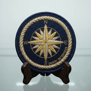Badge brodé sur mesure fait main en fil d'or et d'argent de qualité supérieure, symbole maçonnique du Soleil, du Compas et du Carré, pour la franc-maçonnerie - Product Image 5