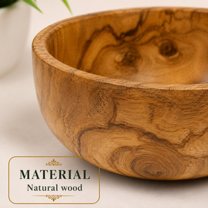 Bol à salade en bois d'acacia naturel, fait main, écologique, pour servir, mélanger fruits et en-cas, vaisselle rustique, 20 cm - Product Image 4