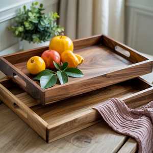 <b>Reclaimed</b> wood tray Lightweight wooden tray Wooden Serving Platter Carved ACacia Tea Tray for Kitchen Use Wholesale Party - Product Image 5