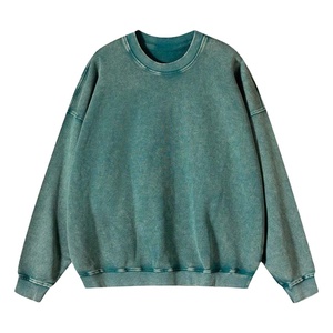Sweat-shirts oversize pour hommes délavés à l'acide, style streetwear, en molleton uni à col rond, pour commande en gros, pulls décontractés pour l'hiver - Product Image 2