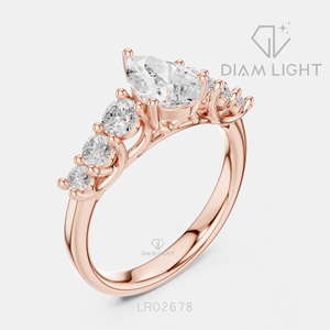 แหวนหมั้นเพชรเพาะเลี้ยง 0.877 กะรัต ทรงลูกแพร์ ตัวเรือนทองคำขาว 14K ประดับเพชรแบบ Pave Band แหวนเจ้าสาว รับรองโดย IGI เครื่องประดับชั้นดี เหมาะสำหรับเป็นของขวัญ - Product Image 4