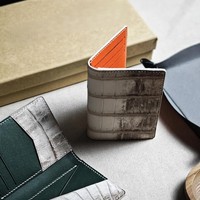 Pemegang kartu dompet pria buatan tangan dari pemasok Vietnam kulit asli mode pendek buaya kustomisasi pribadi