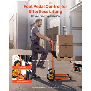 Carrello Elevatore Idraulico con Capacità di Carico di 450 Libbre, Tavolo Elevatore da 35,4 Pollici, Sollevatore di Materiali con Verricello - Product Image 4