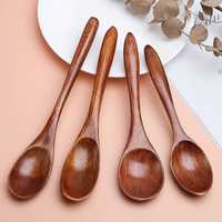 Cuillères en bois faites à la main, forme ovale, design rustique, bois naturel poli, ustensiles de cuisine pour cuisiner et servir, artisanat naturel